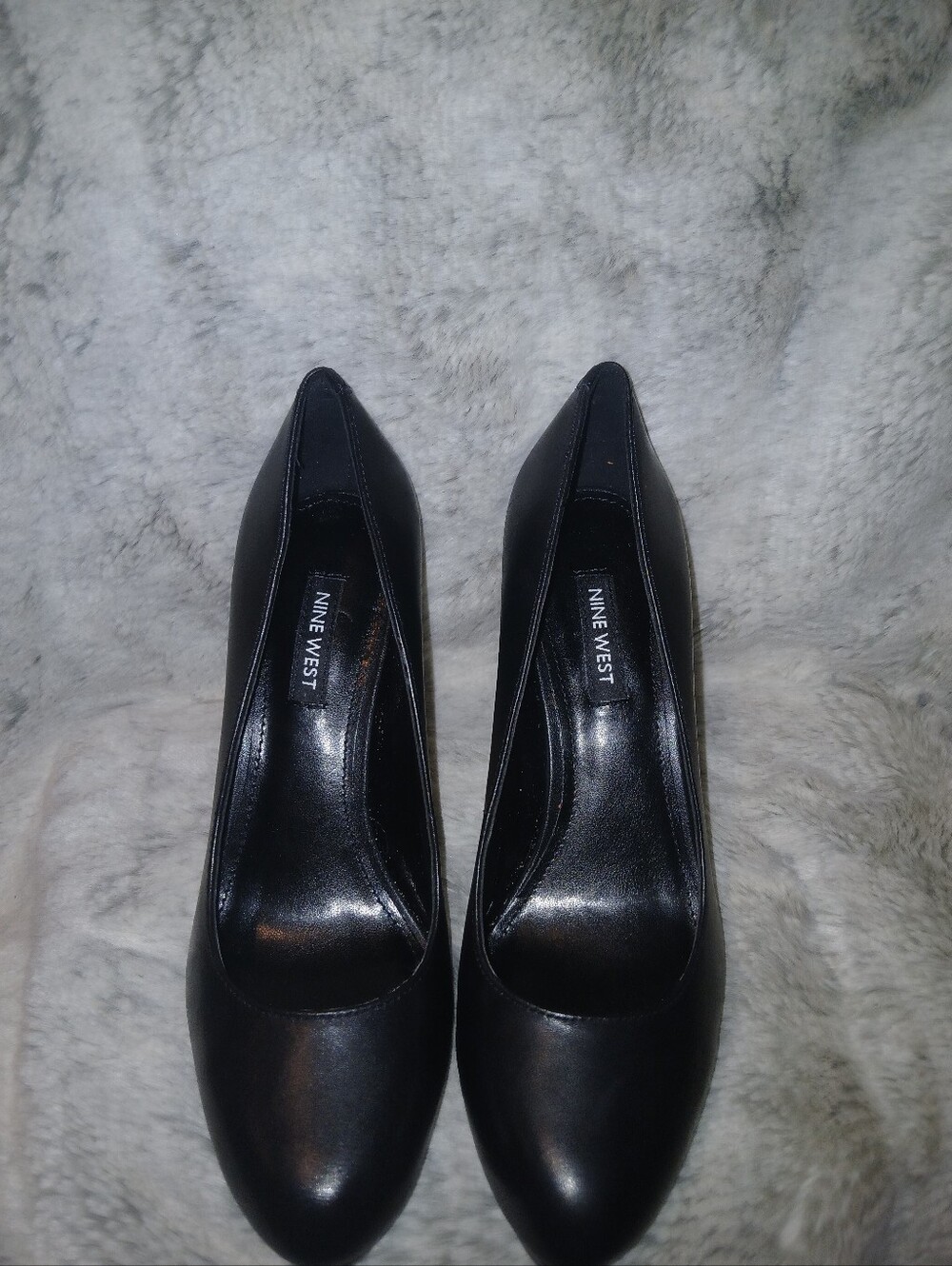 Nine West Black Leather Pointed-Toe Pumps